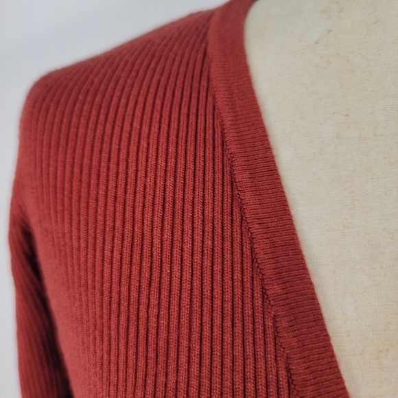 Audrey 3+1 Wrap Crop Top Sz S Ribbed Long Sleeve - Picture 2 of 5